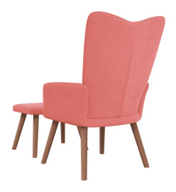 Chaise de relaxation avec repose-pied Rose Velours