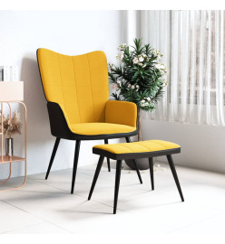 Chaise de détente et repose-pied Jaune moutarde Velours et PVC