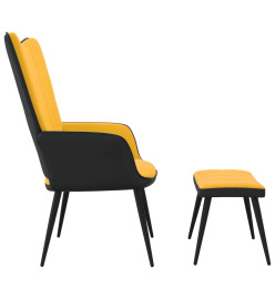 Chaise de détente et repose-pied Jaune moutarde Velours et PVC