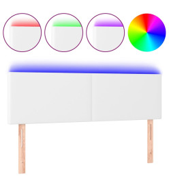 Tête de lit à LED Blanc 144x5x78/88 cm Similicuir