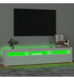 Meuble TV avec lumières LED Blanc brillant 180x35x40 cm