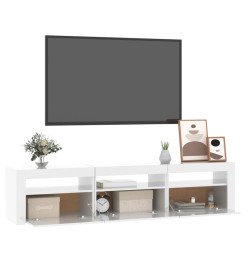 Meuble TV avec lumières LED Blanc brillant 180x35x40 cm