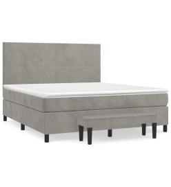 Lit à sommier tapissier et matelas Gris clair 160x200cm Velours