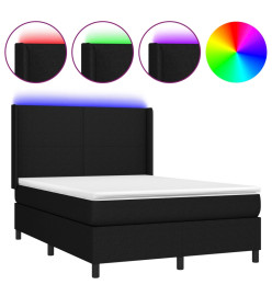 Sommier tapissier avec matelas et LED Noir 140x200 cm Tissu
