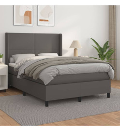 Lit à sommier tapissier avec matelas Gris 140x190 cm Similicuir