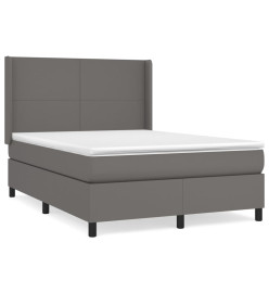 Lit à sommier tapissier avec matelas Gris 140x200 cm Similicuir