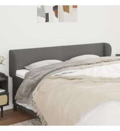 Tête de lit avec oreilles Gris foncé 163x23x78/88 cm Tissu