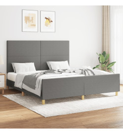 Cadre de lit avec tête de lit Gris foncé 160 x 200 cm Tissu
