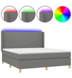 Sommier tapissier et matelas et LED Gris foncé 160x200 cm Tissu