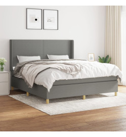Lit à sommier tapissier avec matelas Gris foncé 160x200cm Tissu
