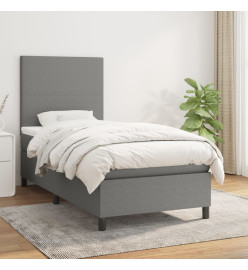 Lit à sommier tapissier avec matelas Gris foncé 80x200 cm Tissu