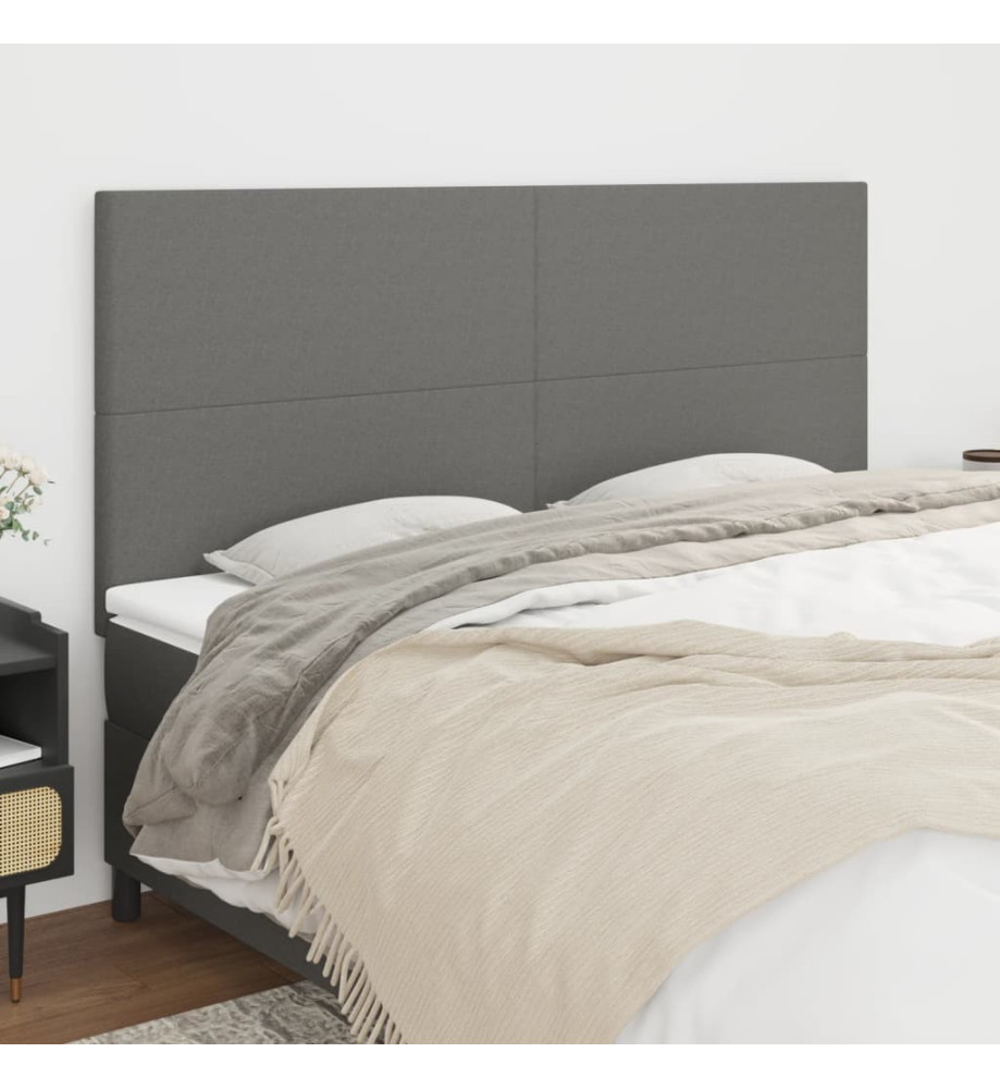 Têtes de lit 4 pcs Gris foncé 80x5x78/88 cm Tissu Têtes de lit 4 pcs Gris foncé 80x5x78/88 cm Tissu