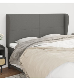 Tête de lit avec oreilles Gris foncé 163x23x118/128 cm Tissu