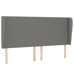 Tête de lit avec oreilles Gris foncé 163x23x118/128 cm Tissu