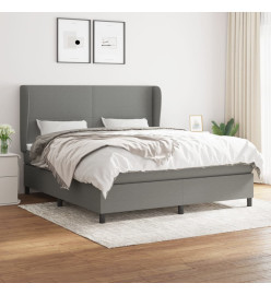 Lit à sommier tapissier avec matelas Gris foncé 160x200cm Tissu