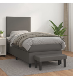 Lit à sommier tapissier avec matelas Gris 80x200 cm Similicuir