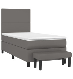 Lit à sommier tapissier avec matelas Gris 80x200 cm Similicuir