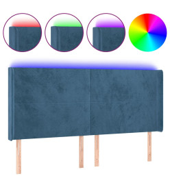 Tête de lit à LED Bleu foncé 163x16x118/128 cm Velours