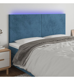 Tête de lit à LED Bleu foncé 160x5x118/128 cm Velours