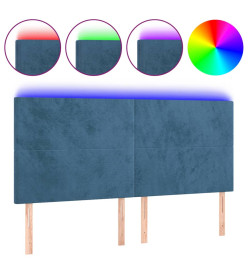Tête de lit à LED Bleu foncé 160x5x118/128 cm Velours