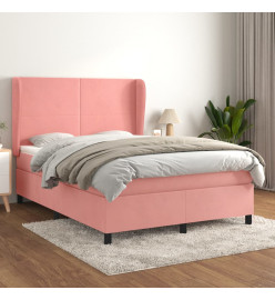 Lit à sommier tapissier avec matelas Rose 140x200 cm Velours