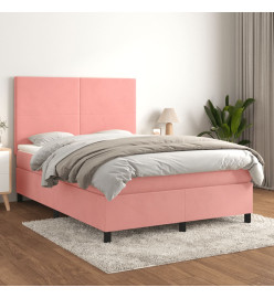 Lit à sommier tapissier avec matelas Rose 140x200 cm Velours