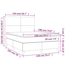 Sommier tapissier avec matelas et LED Rose 140x190 cm Velours