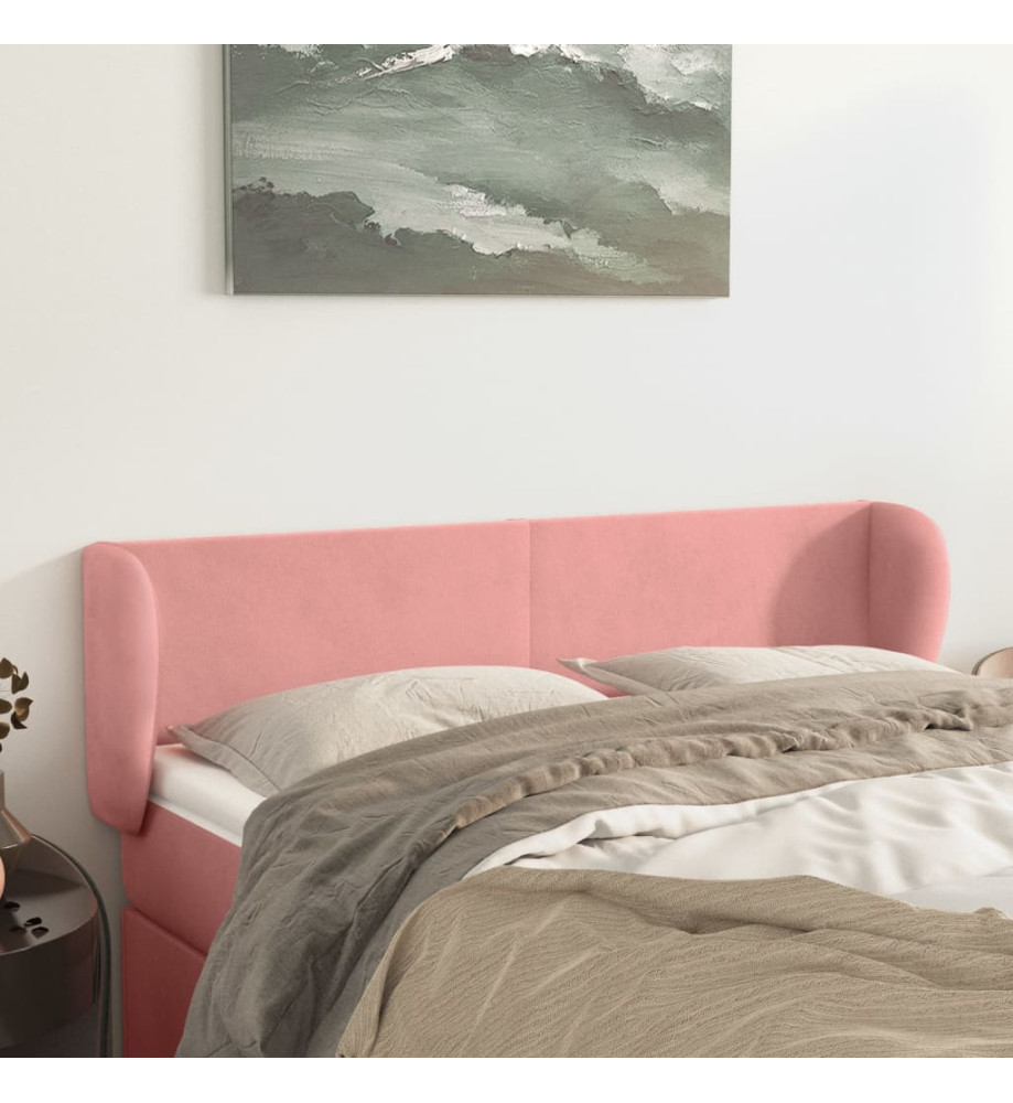 Tête de lit avec oreilles Rose 147x23x78/88 cm Velours Tête de lit avec oreilles Rose 147x23x78/88 cm Velours
