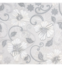 Papier peint 3D motif de fleur gris