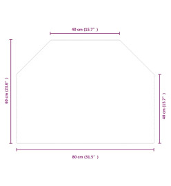 Plaque de verre pour cheminée hexagonale 80x60 cm