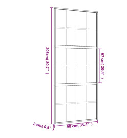 Porte coulissante doré 90x205 cm verre ESG dépoli et aluminium