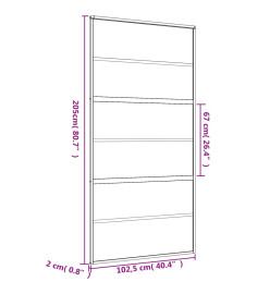 Porte coulissante doré 102,5x205cm verre ESG clair et aluminium