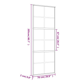 Porte coulissante doré 76x205 cm verre ESG dépoli et aluminium