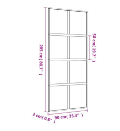 Porte coulissante doré 90x205 cm verre ESG dépoli et aluminium