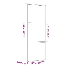 Porte coulissante doré 76x205 cm verre ESG clair et aluminium