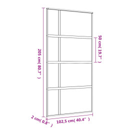 Porte coulissante doré 102,5x205 cm verre ESG dépoli aluminium