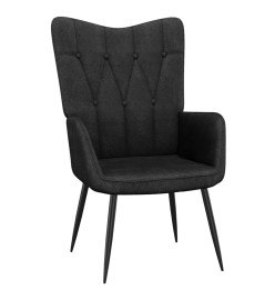 Chaise de relaxation avec tabouret Noir Tissu