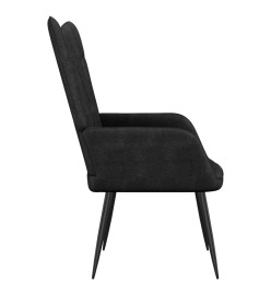 Chaise de relaxation avec tabouret Noir Tissu