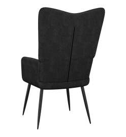 Chaise de relaxation avec tabouret Noir Tissu