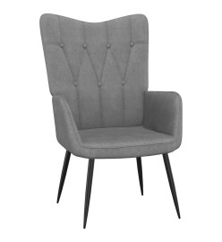 Chaise de relaxation avec tabouret Gris foncé Tissu