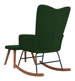 Chaise à bascule avec repose-pied Vert foncé Velours