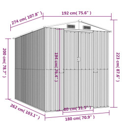 Abri de jardin Gris clair 192x274x223 cm Acier galvanisé