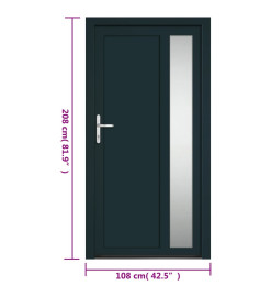 Porte d'entrée anthracite 108x208 cm PVC