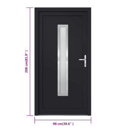 Porte d'entrée anthracite 98x208 cm PVC