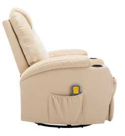 Fauteuil à bascule de massage Crème Similicuir