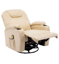 Fauteuil à bascule de massage Crème Similicuir