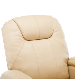 Fauteuil à bascule de massage Crème Similicuir