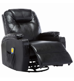 Fauteuil à bascule de massage Noir Similicuir