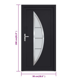 Porte d'entrée anthracite 98x208 cm PVC