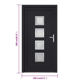 Porte d'entrée anthracite 108x208 cm PVC